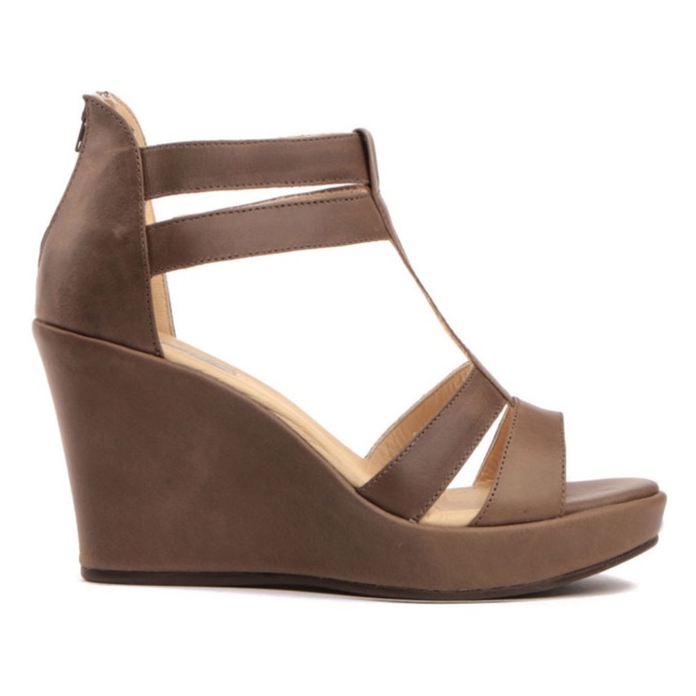 Leather Nisolo Bolivar Wedge Sandal in Slate